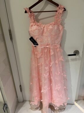 Butterfly pink long dress
